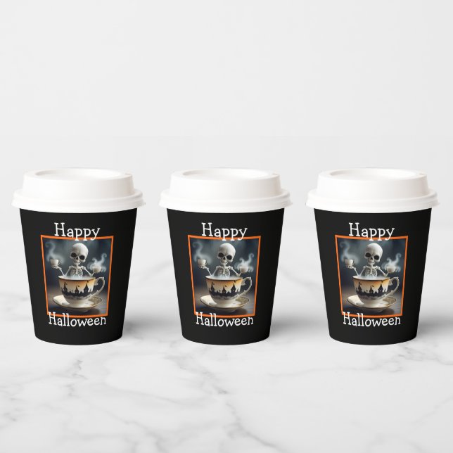 Gobelets En Papier Squelette dans une tasse Halloween (Multi)
