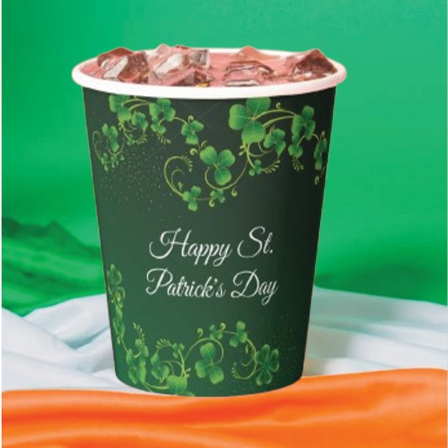 Gobelets En Papier St. Patrick's Day Green Vine Shamrock Irish Party (Créateur téléchargé)