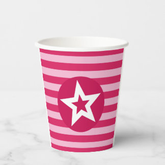 Gobelets En Papier Star rose et coupe de bande