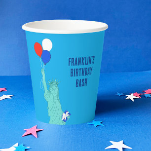 Gobelets En Papier Statue de la Liberté de dessin animé patriotique p