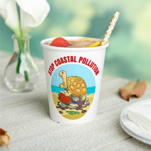 Gobelets En Papier Stop Coastal Pollution Sea Turtle De l'environneme