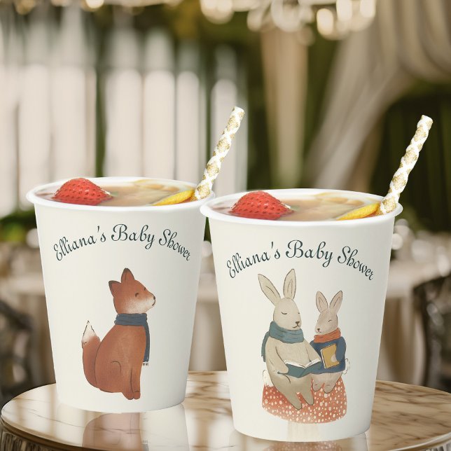 Gobelets En Papier Storybook Woodland Friends Bunny Baby shower (Créateur téléchargé)