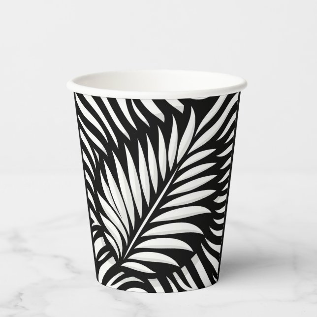 Gobelets En Papier Style Leaf Zebra Stripes (Recto)