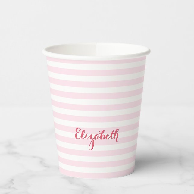 Gobelets En Papier Style rose moderne Élégante Typographie Monographi (Gauche)