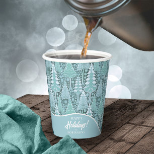 Gobelets En Papier Stylisé Coastal Christmas Trees Motif#6 ID1009