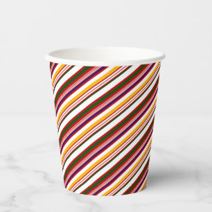 Gobelets En Papier Sucre de canne multicolore Stripes Noël
