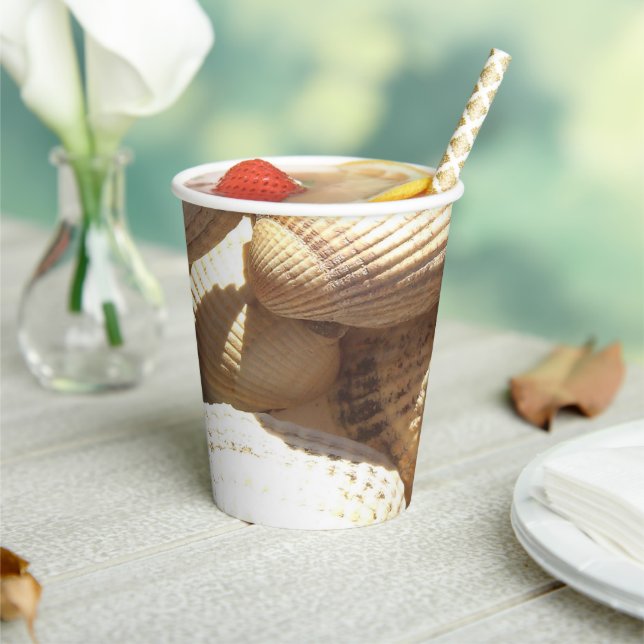 Gobelets En Papier Sunny Tropical Seashells Beach Wedding Party (Insitu)