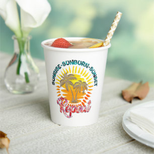 Gobelets En Papier Sunrise-Sunburn-Sunset-Repeat   Palmiers d'or