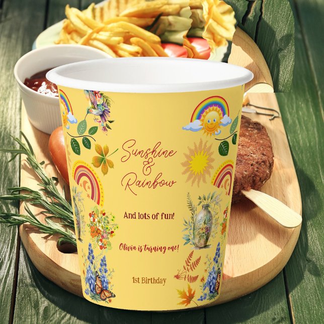 Gobelets En Papier Sunshine Rainbow Spring Garden Butterfly Anniversa (Sunshine Rainbow Spring Garden Butterfly Birthday Paper Cups)