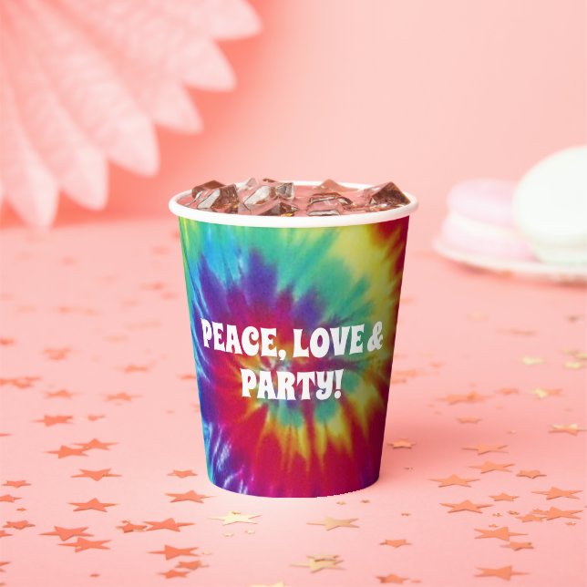 Gobelets En Papier Super Tie Dye Hippie Party (Insitu)