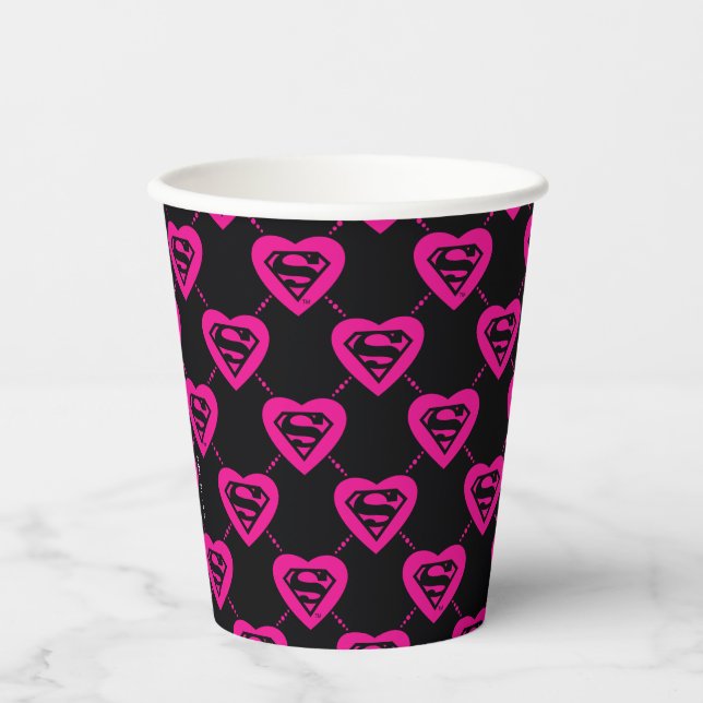 Gobelets En Papier Supergirl Hearts Motif diagonal (Recto)