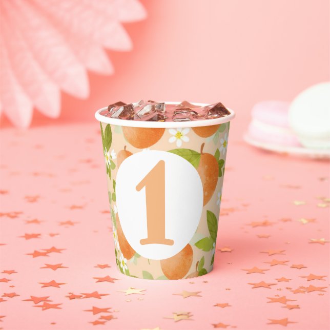 Gobelets En Papier Sweet as a Peach Theme Anniversaire Tasse de papie (Insitu)