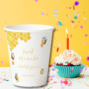 Gobelets En Papier Sweet As Can Bee Baby's First Bee Birthday