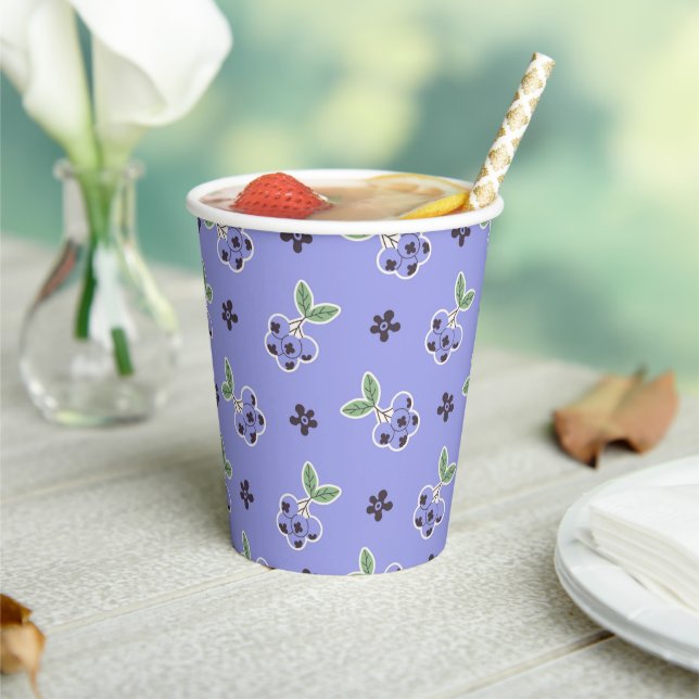 Gobelets En Papier Sweet Blueberry Pattern Paper Cups (Insitu)