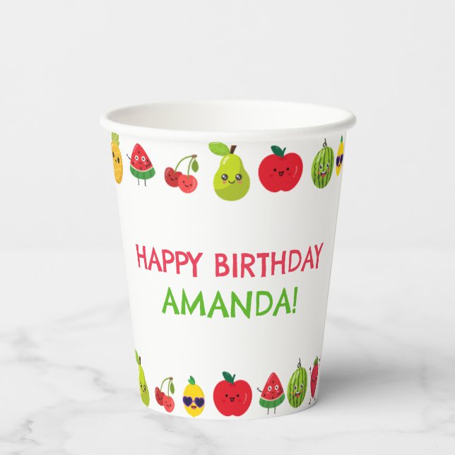 Gobelets En Papier Sweet Cute Fruit Funny Kids Birthday Party  (Verso)