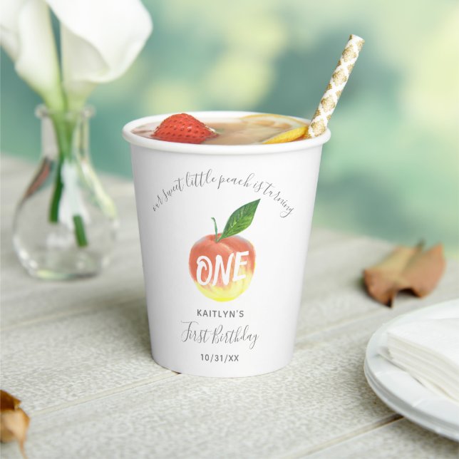 Gobelets En Papier Sweet Little Peach 1er anniversaire (Insitu)