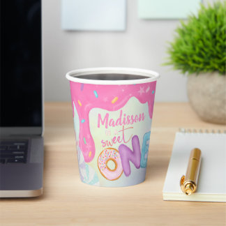 Gobelets En Papier Sweet One Pink Frosting Girl's First Birthday