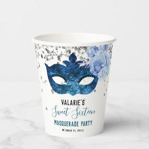 Gobelets En Papier Sweet sixteen Mascarade bleue