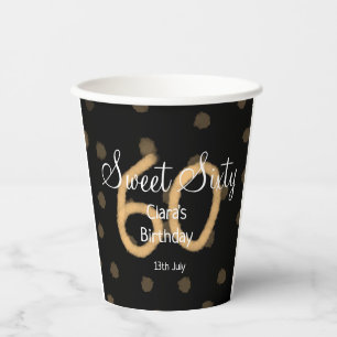 Gobelets En Papier Sweet Soixante ajouter nom date anniversaire Polka