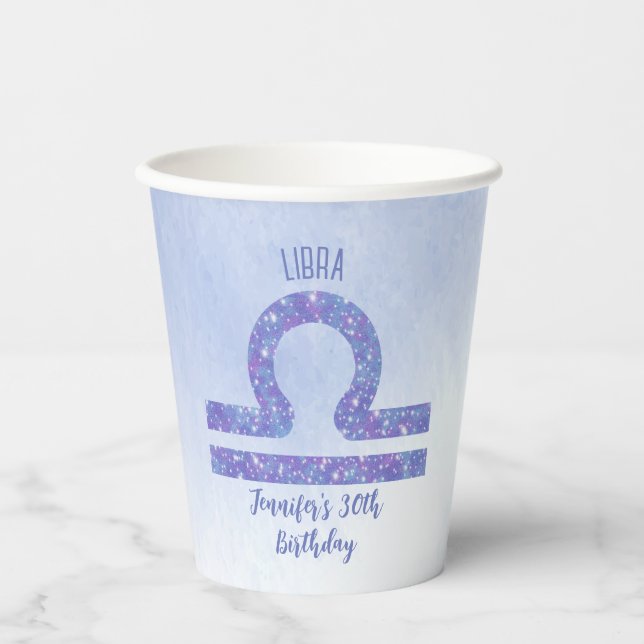 Gobelets En Papier Symbole Cute Libra Personnalisé Purple Anniversair (Recto)