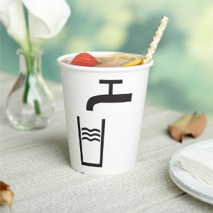 Gobelets En Papier Symbole de l'eau du robinet