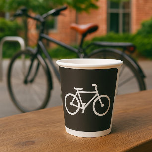 Gobelets En Papier Symbole de vélo minimaliste noir et blanc