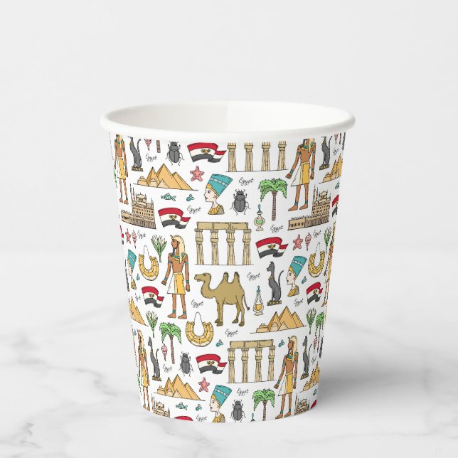 Gobelets En Papier Symboles de couleurs du Motif égyptien (Gauche)