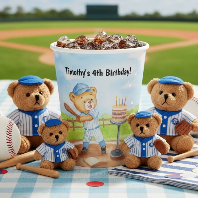 Gobelets En Papier T-shirt de baseball avec ours en peluche pour 4ème (Créateur téléchargé)