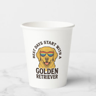 Gobelets En Papier T-shirt Golden Retriever avec lunettes de soleil r