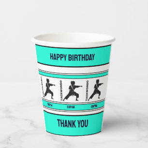 Gobelets En Papier Taekwondo Cadeau d'anniversaire, Joueuse de taekwo