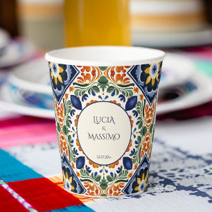 Gobelets En Papier Tallavera vintage mariage mexicain imprimé monogra