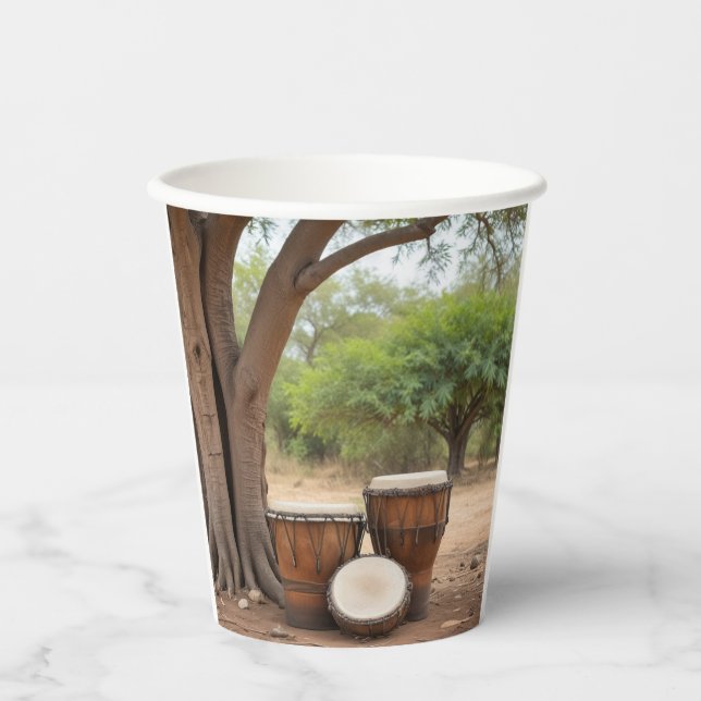 Gobelets En Papier Tambours africains (Recto)
