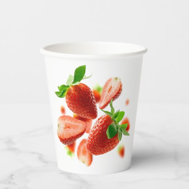 Gobelets En Papier Tasse à papier avec fraises (Recto)