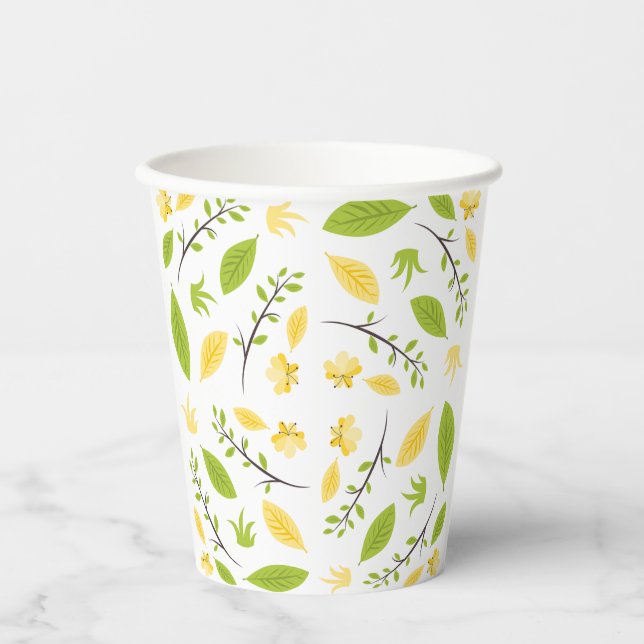 Gobelets En Papier tasse à papier avec motif floral (Recto)