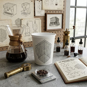Gobelets En Papier Tasse de café géométrique Art de grille isométriqu