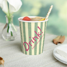 Tasse de mariage rayée verte sauge pour boisson