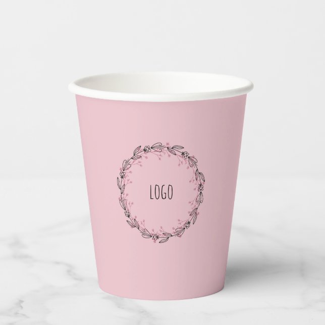 Gobelets En Papier tasse de papier design rose et cercle (Recto)