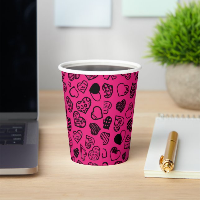 Gobelets En Papier tasse de papier floral rose (Insitu)