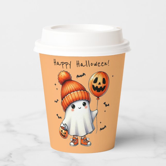 Gobelets En Papier Tasse de papier Halloween Ghost (Recto)