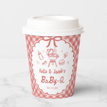 Tasse en papier pour Baby Shower Barbecue à carrea