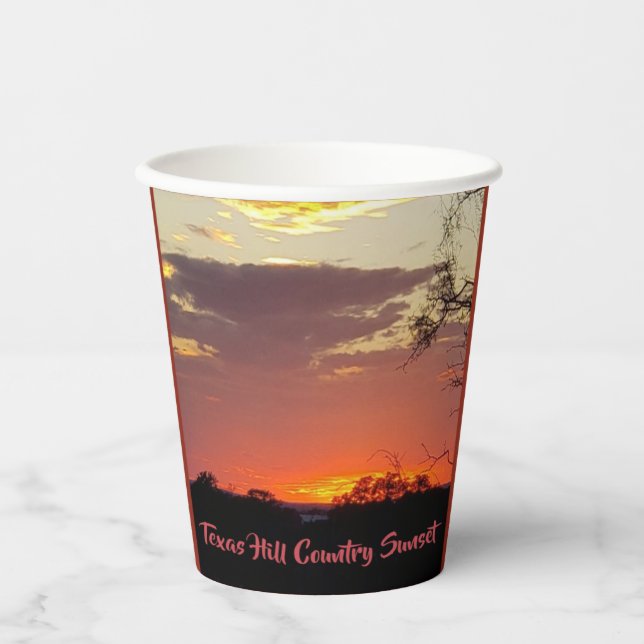 Gobelets En Papier Tasse en papier Texas Hill Country Sunset (Recto)