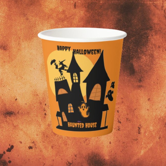 Gobelets En Papier Tasse Haunted House Halloween papier tasse (Créateur téléchargé)