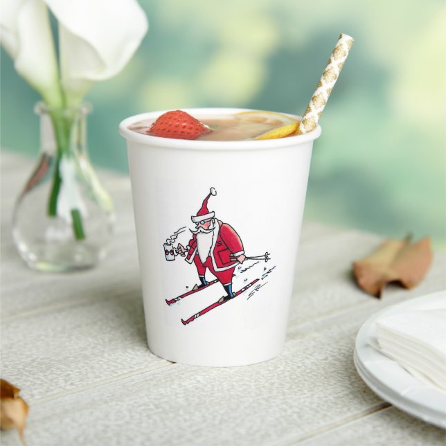 Gobelets En Papier Tasses à papier père Noël Skiing (Insitu)