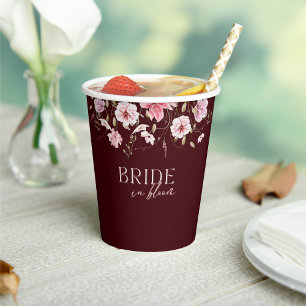 Gobelets En Papier Tasses de café pour la douche de mariée florale Br