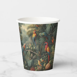 Gobelets En Papier Tasses de fête botaniques anciennes de perroquet t