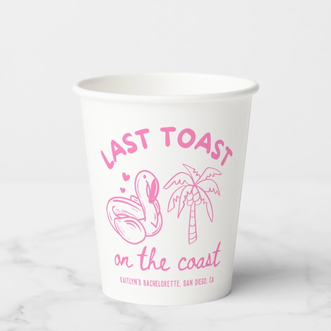 Gobelets En Papier Tasses de fête de Bachelorette Toast dernier rose (Verso)