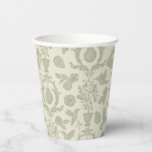 Gobelets En Papier Tasses de mariage vert sauge Damassé Poire Parfait