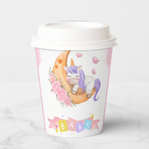Tasses de papier Baby shower Unicorne