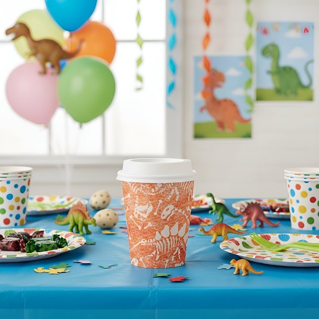Gobelets En Papier Tasses de papier orange Dino Dig (Créateur téléchargé)