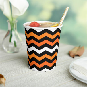 Gobelets En Papier Tasses en papier à rayures d'Halloween Chevron